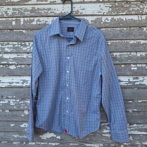 UNTUCKit Mens Slim Fit Shirt Medium Blue Checkered Preppy Classic Button Up